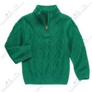 GYMBOREE MR MAGICIAN EMERALD GREEN CABLED MOCK NECK 1/4 ZIP SWEATER 5 6 EUC